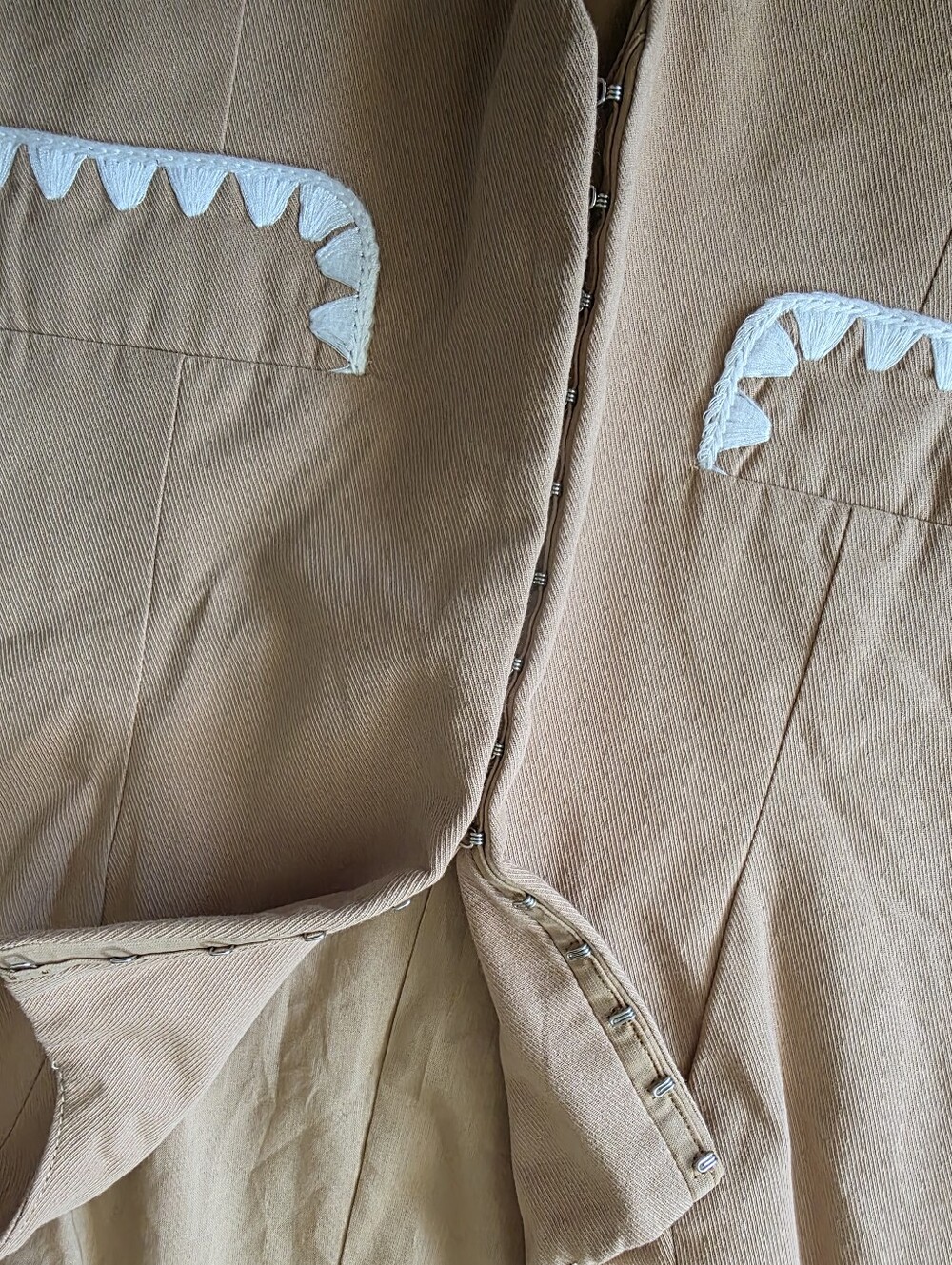Two Piece Mon Renn Lisle Pant Set In Biscuit - Picture 8 of 12